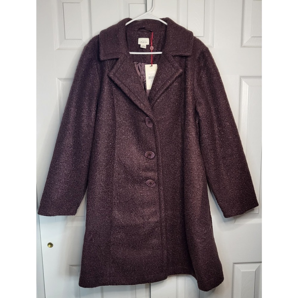 Manon Baptiste Women's Boucle Relaxed Fit Purple Coat- Size 14